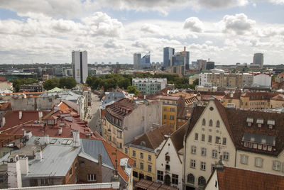 Part of old town and the city center in tallinn, estonia