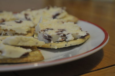 Close-up of cake slice in plate