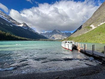 A tour boat on one of the many glaciers lakes in glacier national park