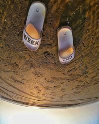 High angle view of illuminated lamp on beach