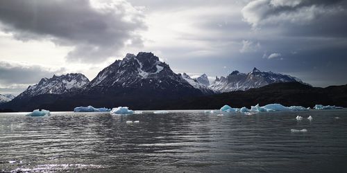 Scenic view of frozen lake against sky