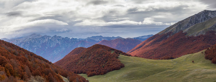 Panoramic view of mountains against sky