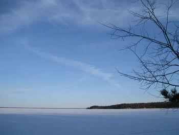 Scenic view of sea against blue sky