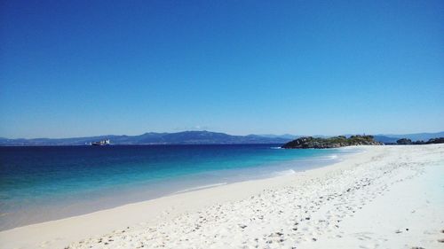 Scenic view of sea against clear sky