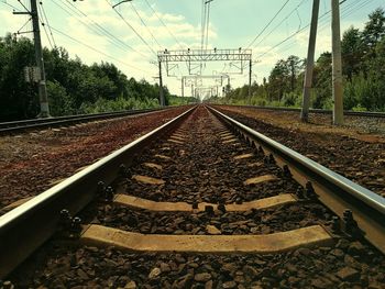 Railroad tracks against sky