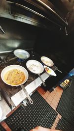 High angle view of food on table