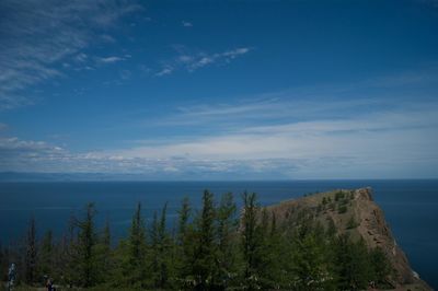 Scenic view of sea against blue sky