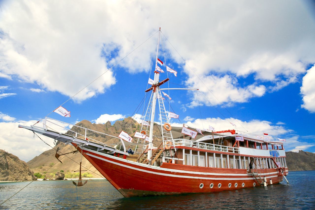 nautical vessel, transportation, cloud - sky, mode of transport, sky, water, boat, day, moored, nature, outdoors, sea, no people, blue, mast, beauty in nature, sailing ship