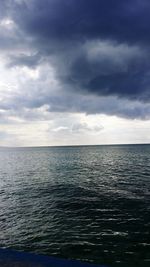 Scenic view of sea against cloudy sky