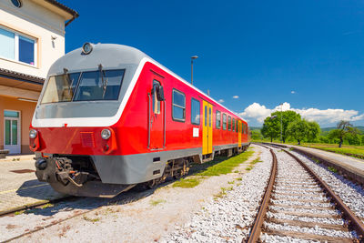 Train on railroad station