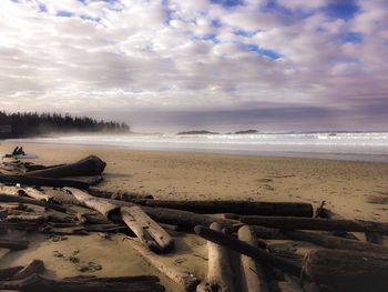 Scenic view of beach against sky