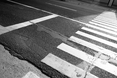 High angle view of zebra crossing on road