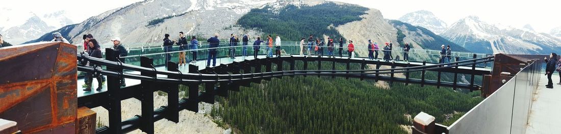 Built structure with mountain range in background