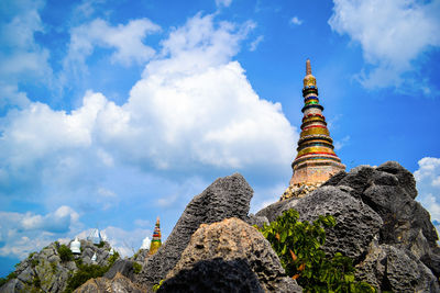 Low angle view of traditional building against sky