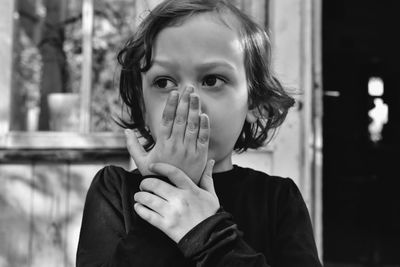 Close-up of boy looking away