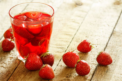 Close-up of strawberries on table