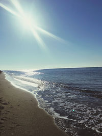 Scenic view of sea against sky on sunny day