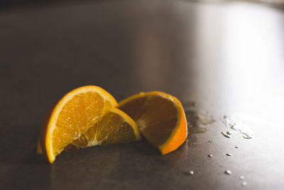 Close-up of orange on table