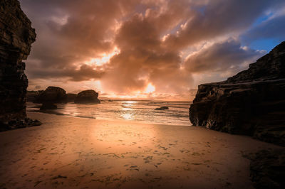 Scenic view of sea against sky during sunset