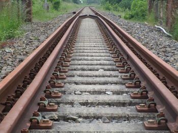 Close-up of railroad tracks