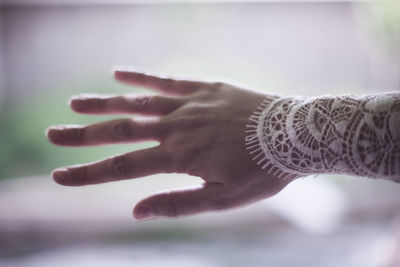 Close-up of woman hand