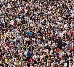 Group of people in stadium