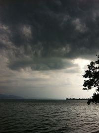 Scenic view of sea against cloudy sky