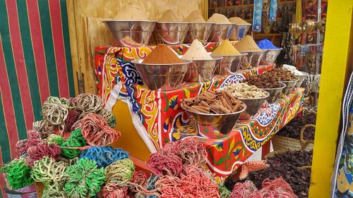 High angle view of multi colored for sale in market