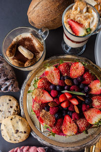 High angle view of food on table