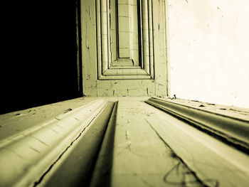 Close-up of window on door
