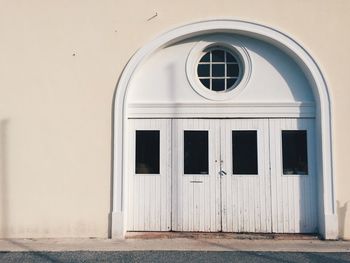 Closed door of building