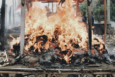 View of fire in the window