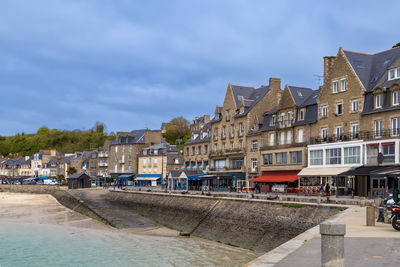 View of waterfront in cancale city, brittany, france