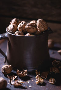 Close-up of coffee beans on table