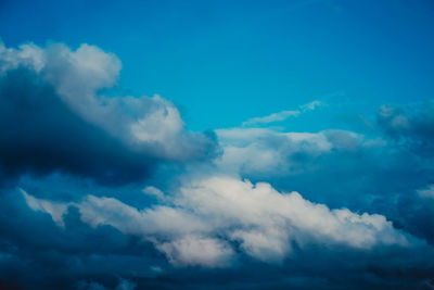 Low angle view of clouds in blue sky