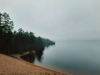 Scenic view of lake against sky