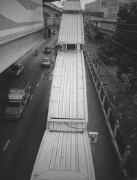 High angle view of cars on road