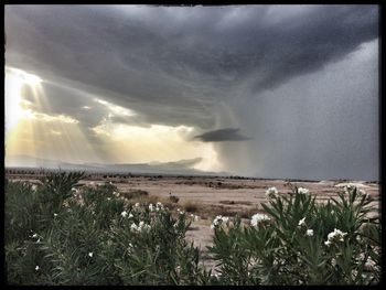 Scenic view of sea against cloudy sky