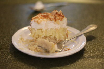 Close-up of dessert in plate on table