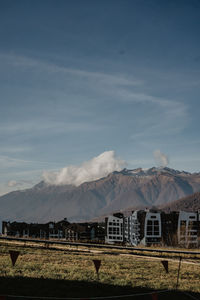 Scenic view of mountains against sky