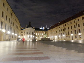 Illuminated buildings at night