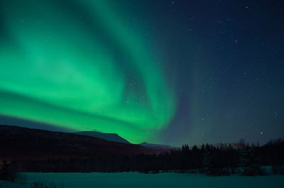 Scenic view of landscape against sky at night