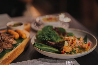 Close-up of food served in plate