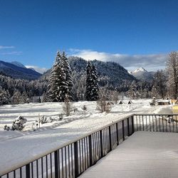 Scenic view of snow covered mountains