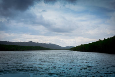 Scenic view of lake against sky