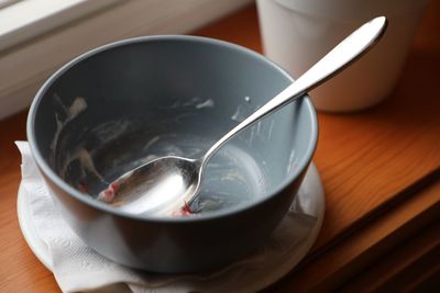 High angle view of empty coffee on table