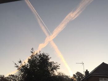 Low angle view of vapor trail in sky