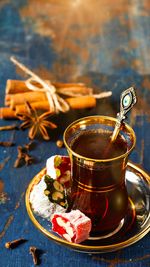 Close-up of coffee on table