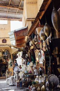 Antiques for sale at market stall