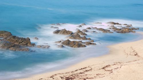 Scenic view of rocky beach